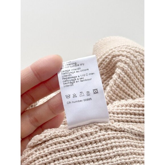 AKRIS PUNTO Beige Cotton Pointelle Knit Open Cardigan Shrug Sweater, Size 10 - Picture 11 of 12